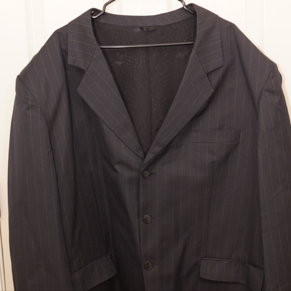 Giorgio Armani Black Pinstripe Suit Jacket
